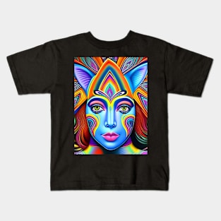 Catgirl DMTfied (13) - Trippy Psychedelic Art Kids T-Shirt